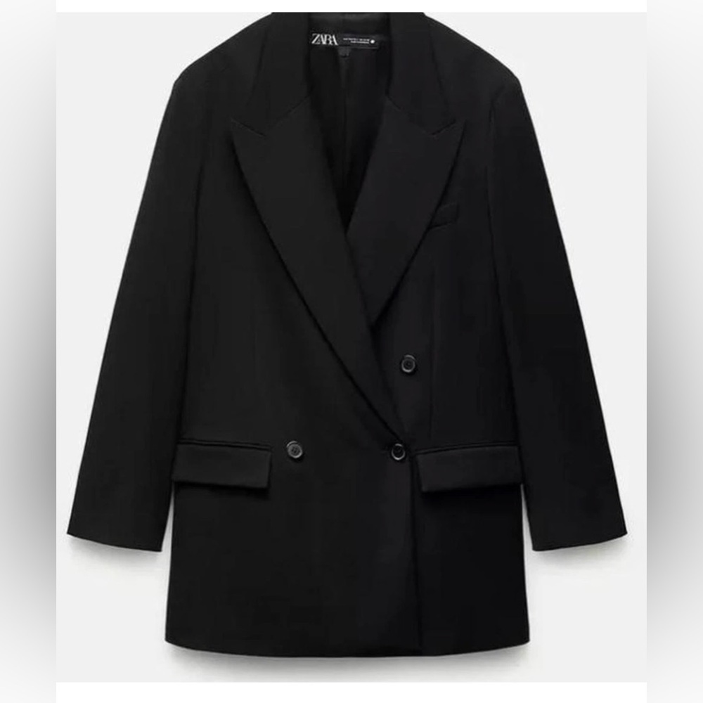 Zara Black Double-Breasted Blazer